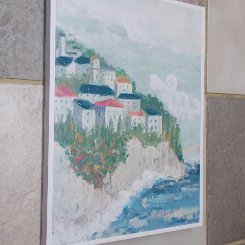 Unique Seaside Condo painting on wood ready to mount